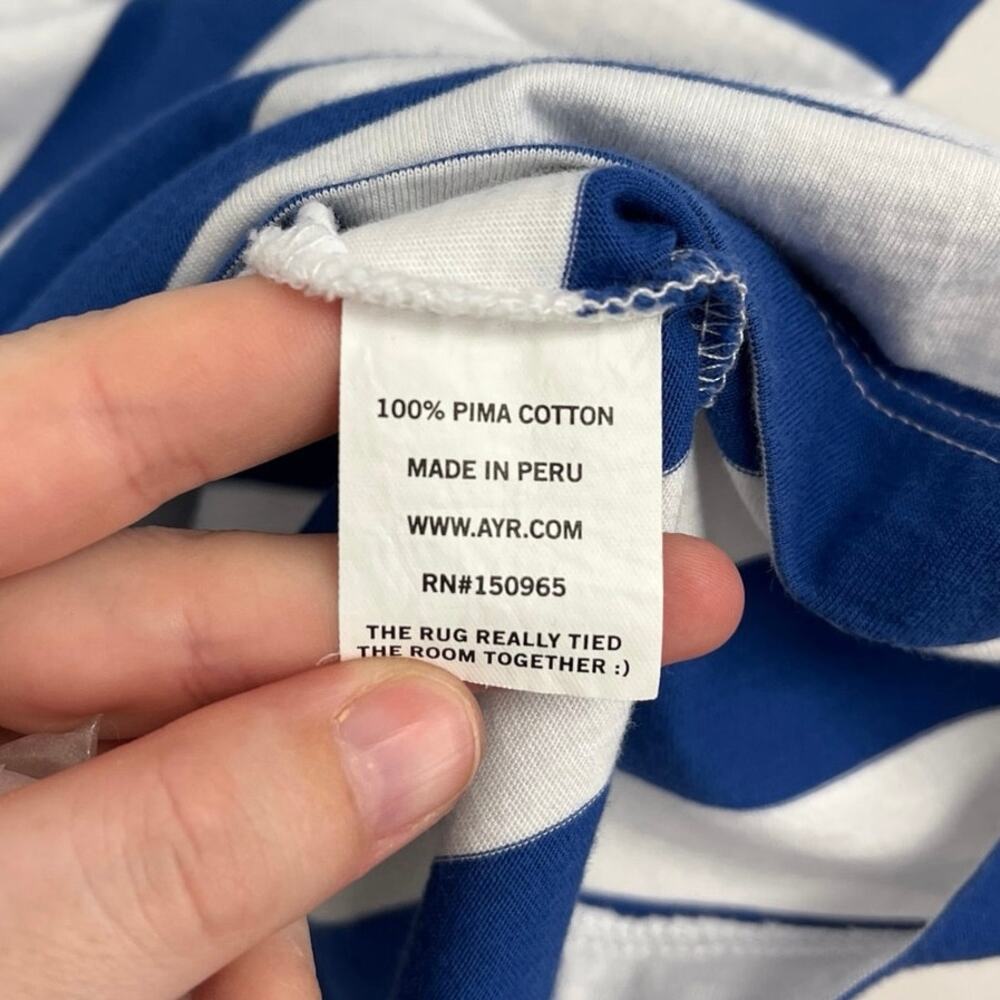 AYR The Hiijinx Pima Cotton Relaxed Boxy Riviera Stripe Crew Tee Retro - Medium - Picture 10 of 13